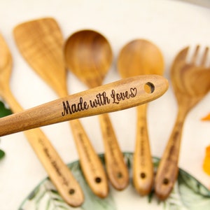 Personalized Wooden Spoon Set, Custom Engraved Wooden Spoon Wedding Gifts, Anniversary Gift for Grandma, Mother's Day Gift, Christmas gift image 9