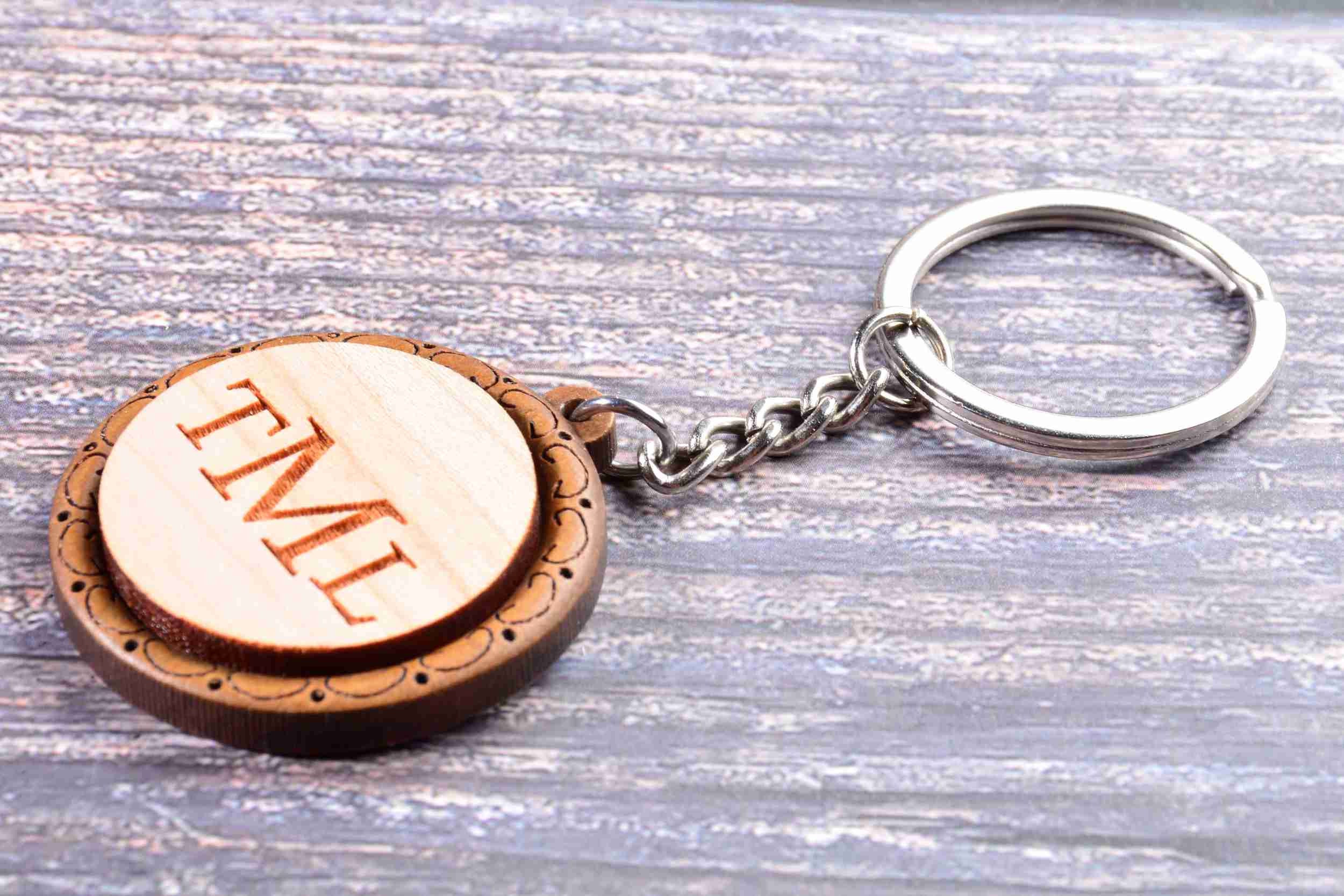 Handmade Wooden Keychains Anniversary Date Keychain Wooden Etsy