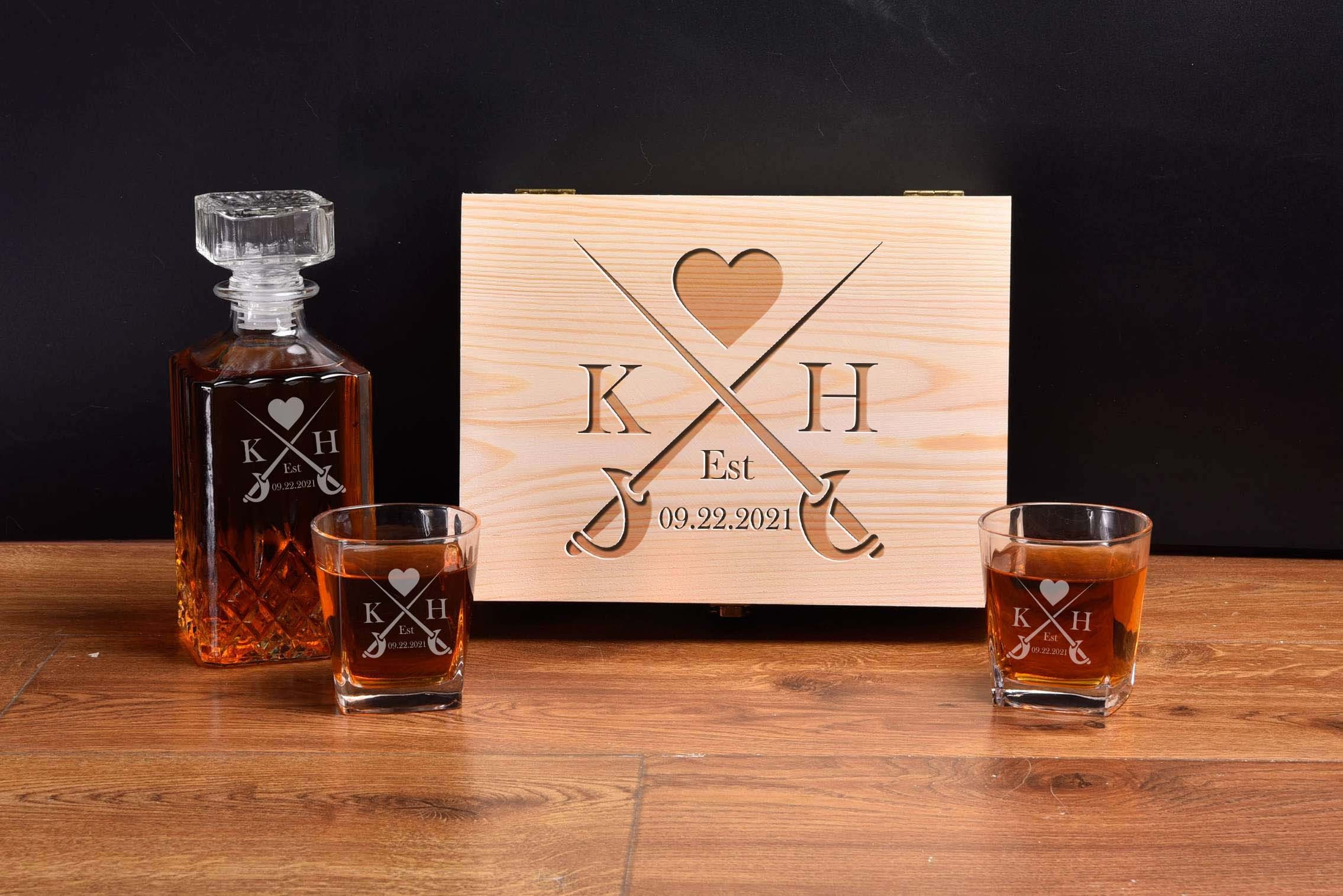 Custom Decanter Bourbon Glass Set Whiskey Decanter Set Etsy