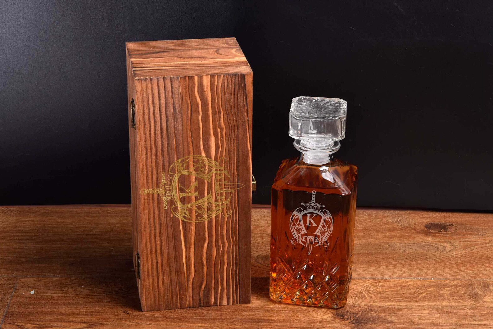 Whiskey Decanter Wooden Box Set Keepsake Groomsman Gift Etsy UK
