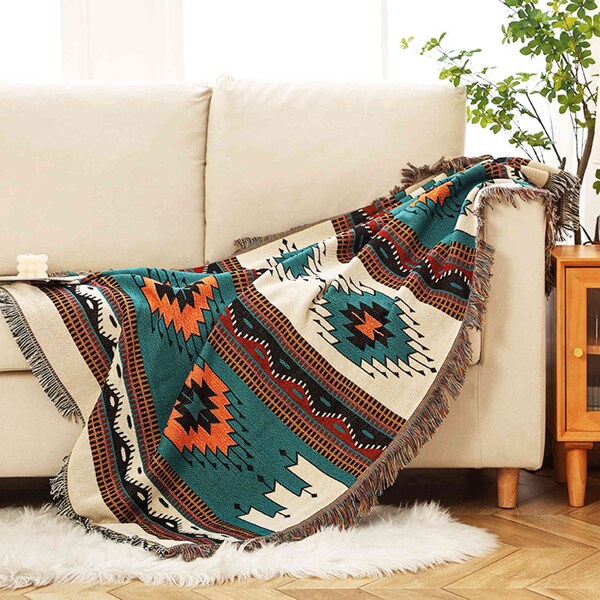Grey Aztec Blanket / Throw 60 X 60 Wool Blend Etsy Canada
