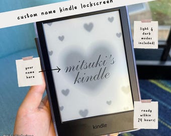 Custom Name Kindle Lockscreen | Cute Hearts Aesthetic (Digital Download)