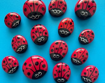 Hand painted and resin sealed red Lorybugrocks ladybug