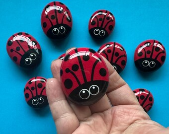 Hand painted and resin sealed Boy (no lashes) Lorybugrocks ladybug