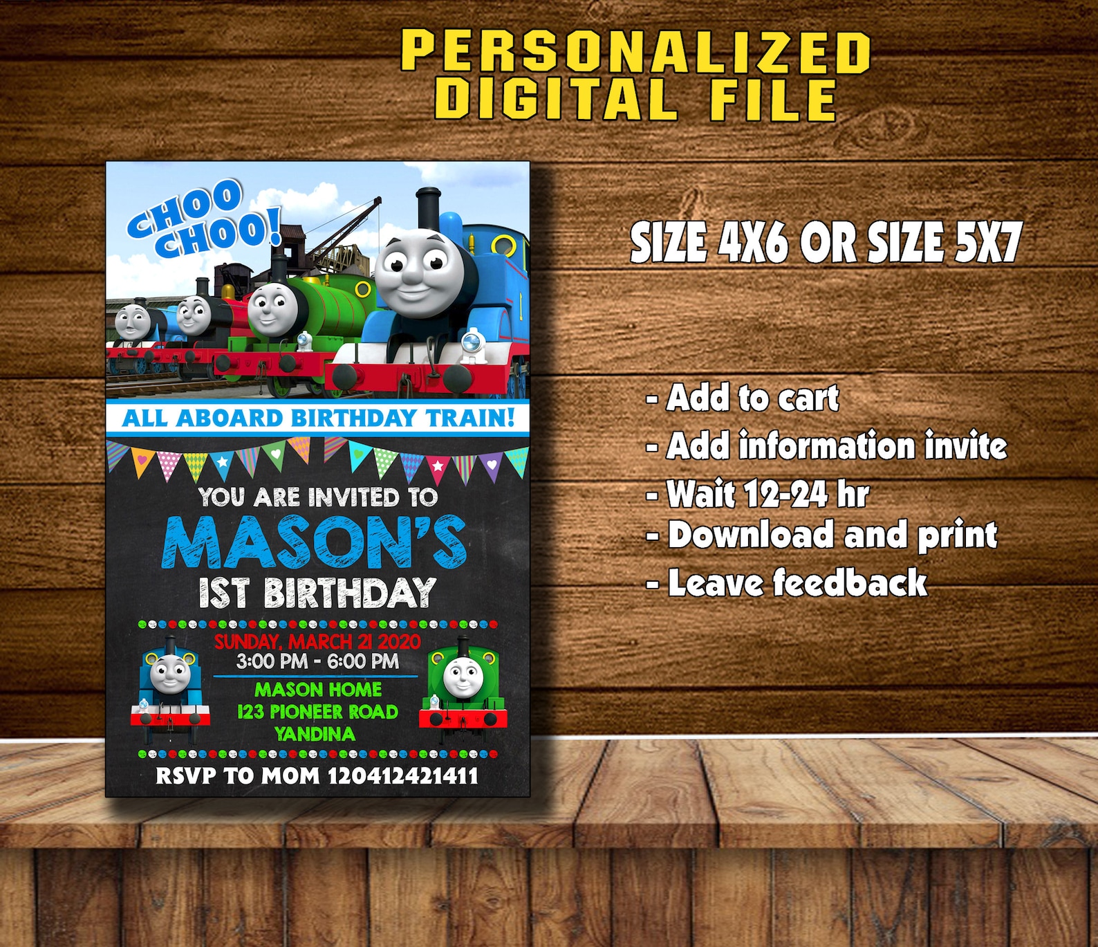 Thomas The Train Birthday Invitations Thomas and Friends Etsy