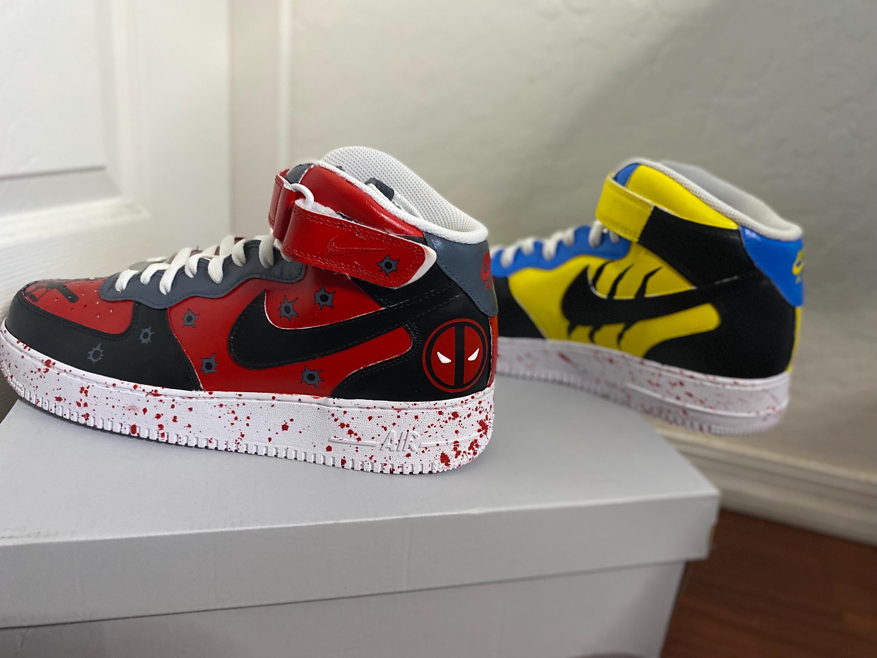 Custom Made Deadpool & Wolverine Air Force 1s - Etsy display picture 3