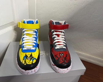 custom made Deadpool & wolverine Air Force 1s