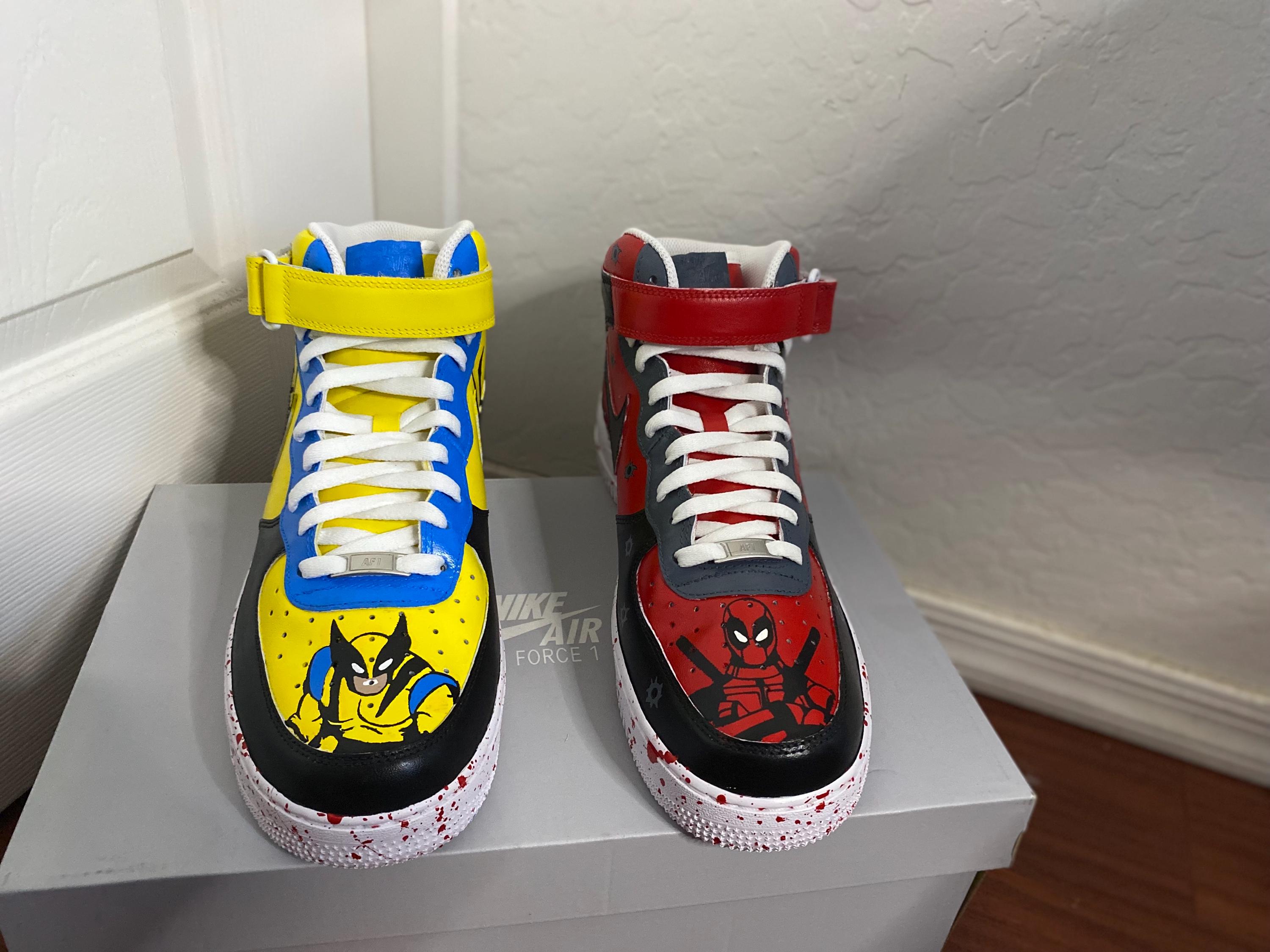 Custom Made Deadpool & Wolverine Air Force 1s - Etsy