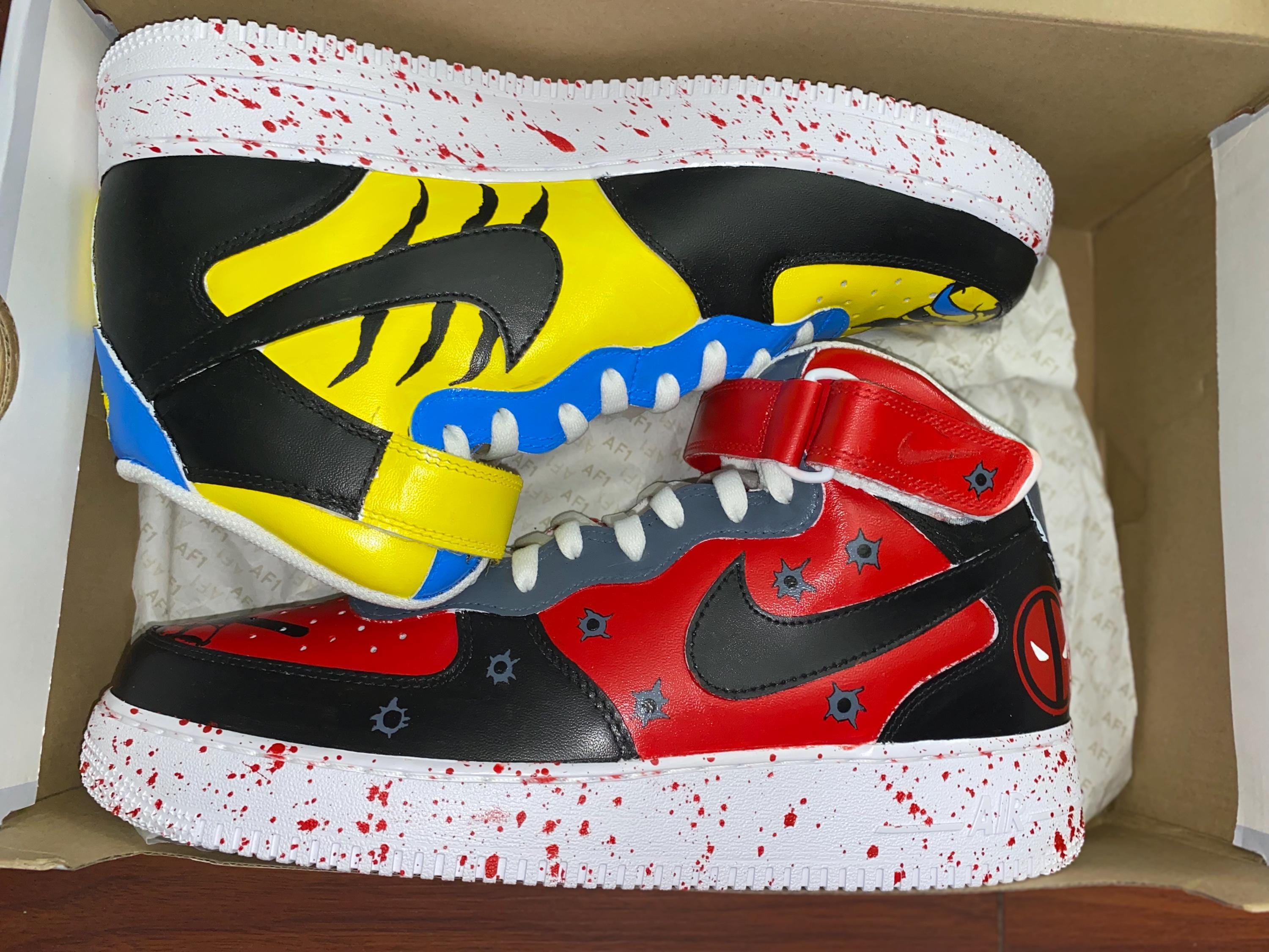 Custom Made Deadpool & Wolverine Air Force 1s - Etsy