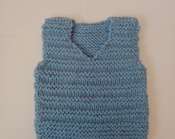 Hand Knitted Baby Vest. Age 0-3 months, 3-6 months, 9-12 months,1-2 years. Baby Girl, Baby Boy Tank Top. Unisex Body Warmer.