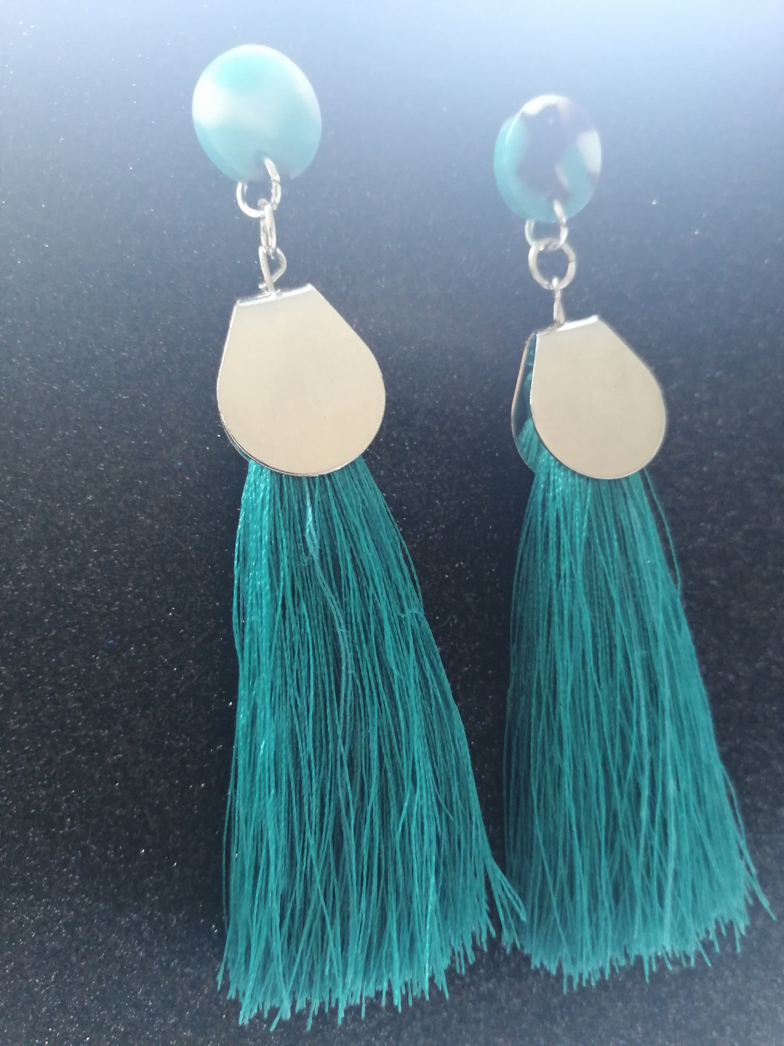 Beautiful dangle earrings jewelry woman handmade white tassels | Etsy