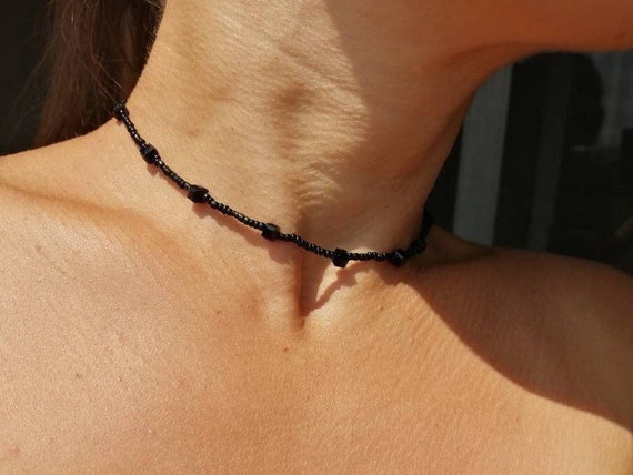 Black thread 2024 choker necklace