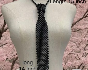 Necktie Necklace, Elegant Ivory Faux Pearl Tie Jewelry, White neck tie for her