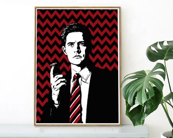 Agent Pictures Twin Peaks Poster Print Artwork Ideal Gift Unframed Dale Cooper Horror Illustration Wall Art Vintage Art Home Decor
