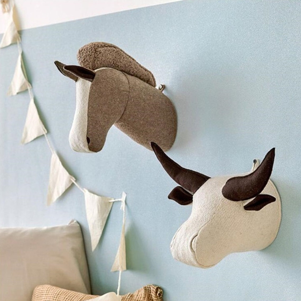 Nursery Wall Decor/Animal Heads Wall Decor/Cute Nursery Etsy