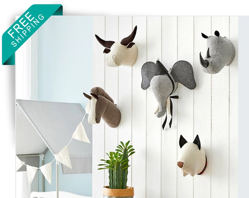 Nursery Wall Decor/Animal Heads Wall Decor/Cute Nursery Etsy