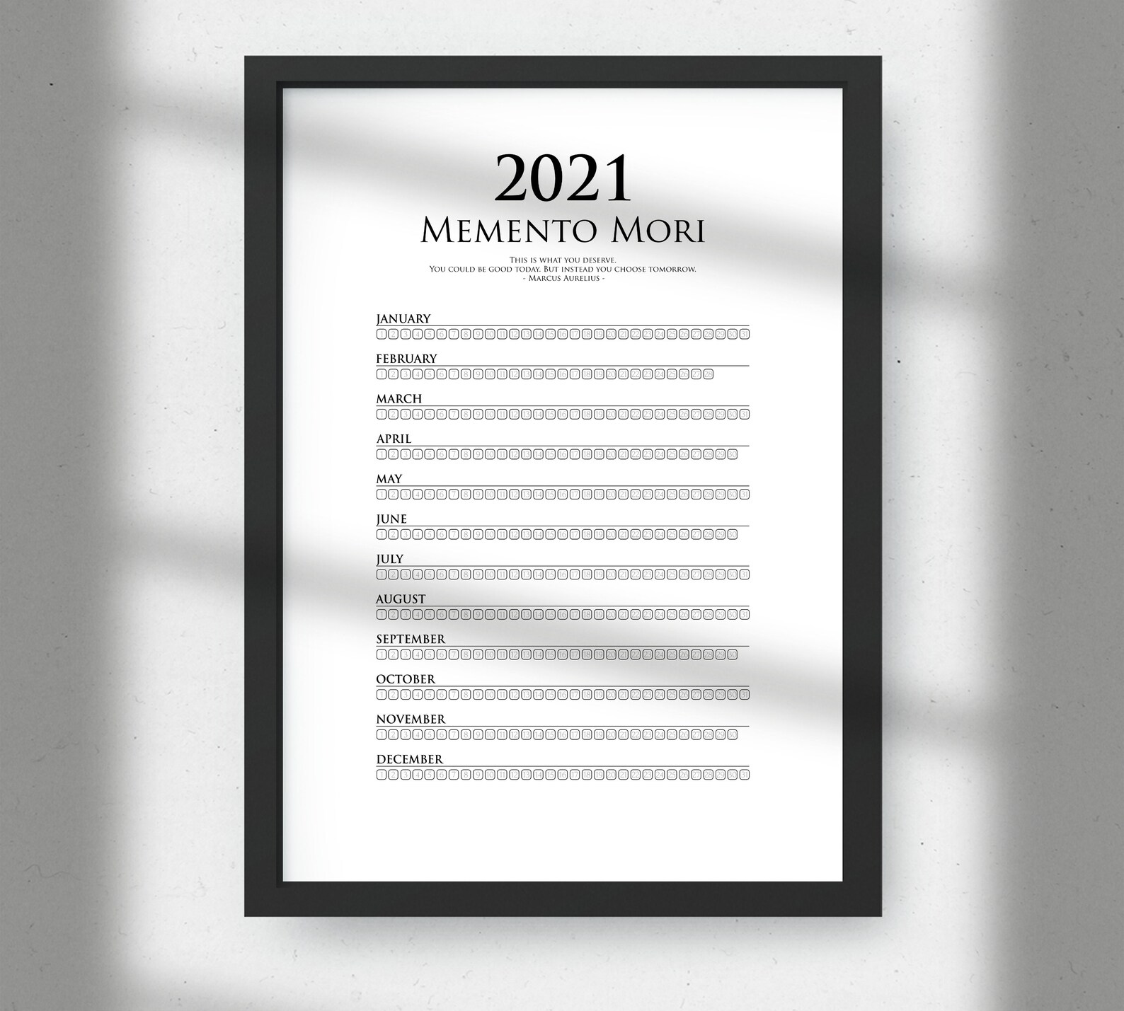 Horizontal Memento Mori Calendar 2021 Printable | Etsy