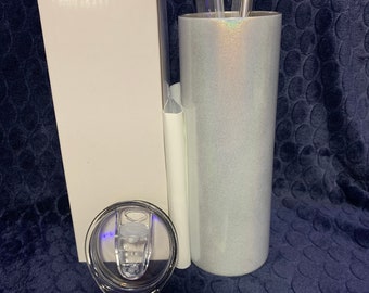 20 oz Shimnmer White (non taper) Sublimation Tumblers 6 pack