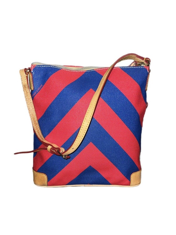 Dooney & Bourke Red and Blue Chevron Bag Purse - image 2