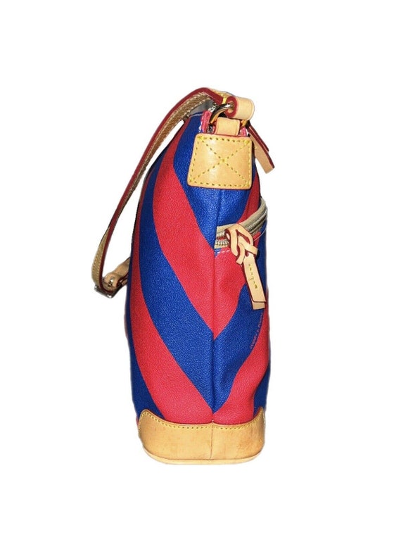 Dooney & Bourke Red and Blue Chevron Bag Purse - image 3