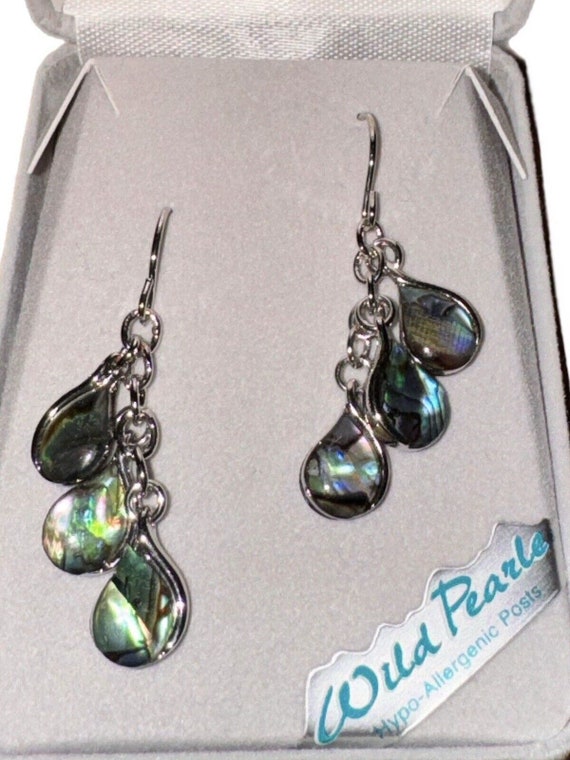 Storrs Wild Pearle Abalone Shell Multi Dangle Ear… - image 1