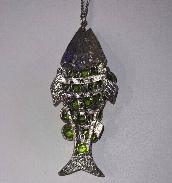 Vintage Silver Tone Metal Articulated Fish Scales… - image 2