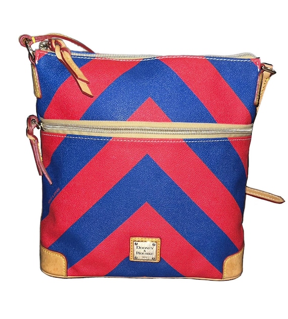 Dooney & Bourke Red and Blue Chevron Bag Purse - image 1