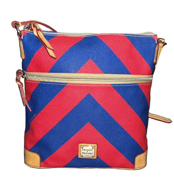 Dooney & Bourke Red and Blue Chevron Bag Purse - image 1