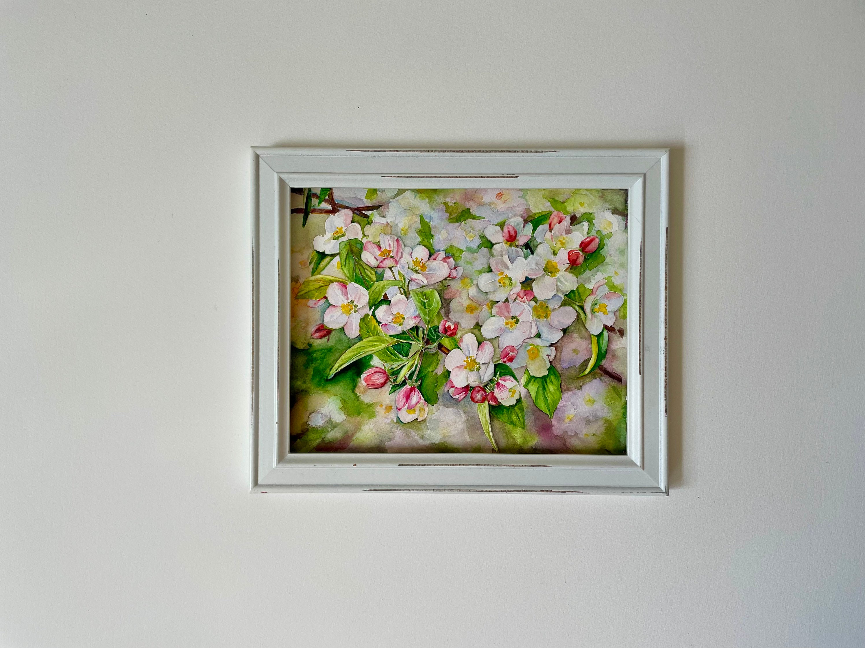 Original Watercolor Painting Apple Blossom Spring Wall Decor Art Decor ...