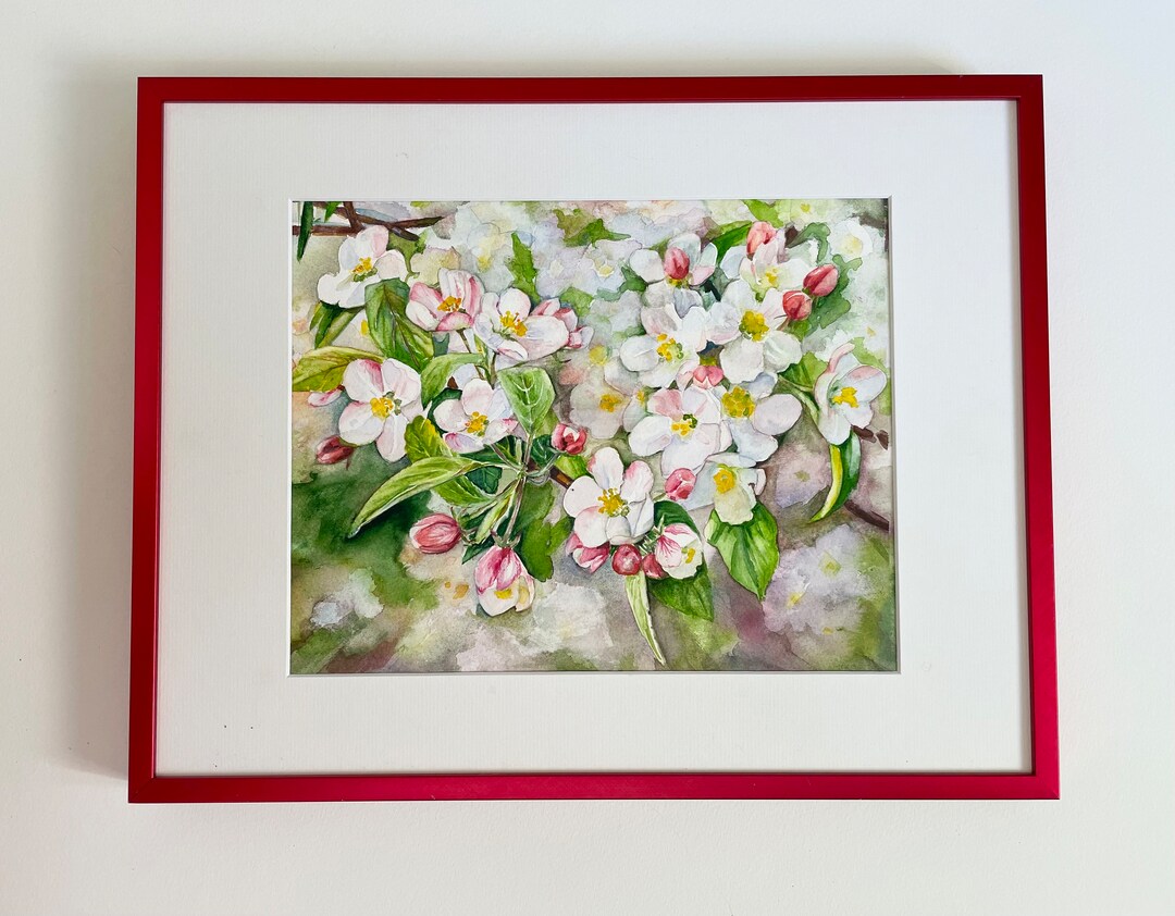 Original Watercolor Painting Apple Blossom Spring Wall Decor Art Decor ...