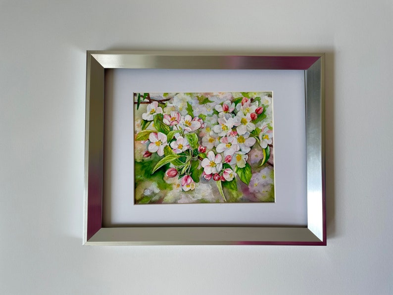 Original Watercolor Painting Apple Blossom Spring Wall Decor - Etsy
