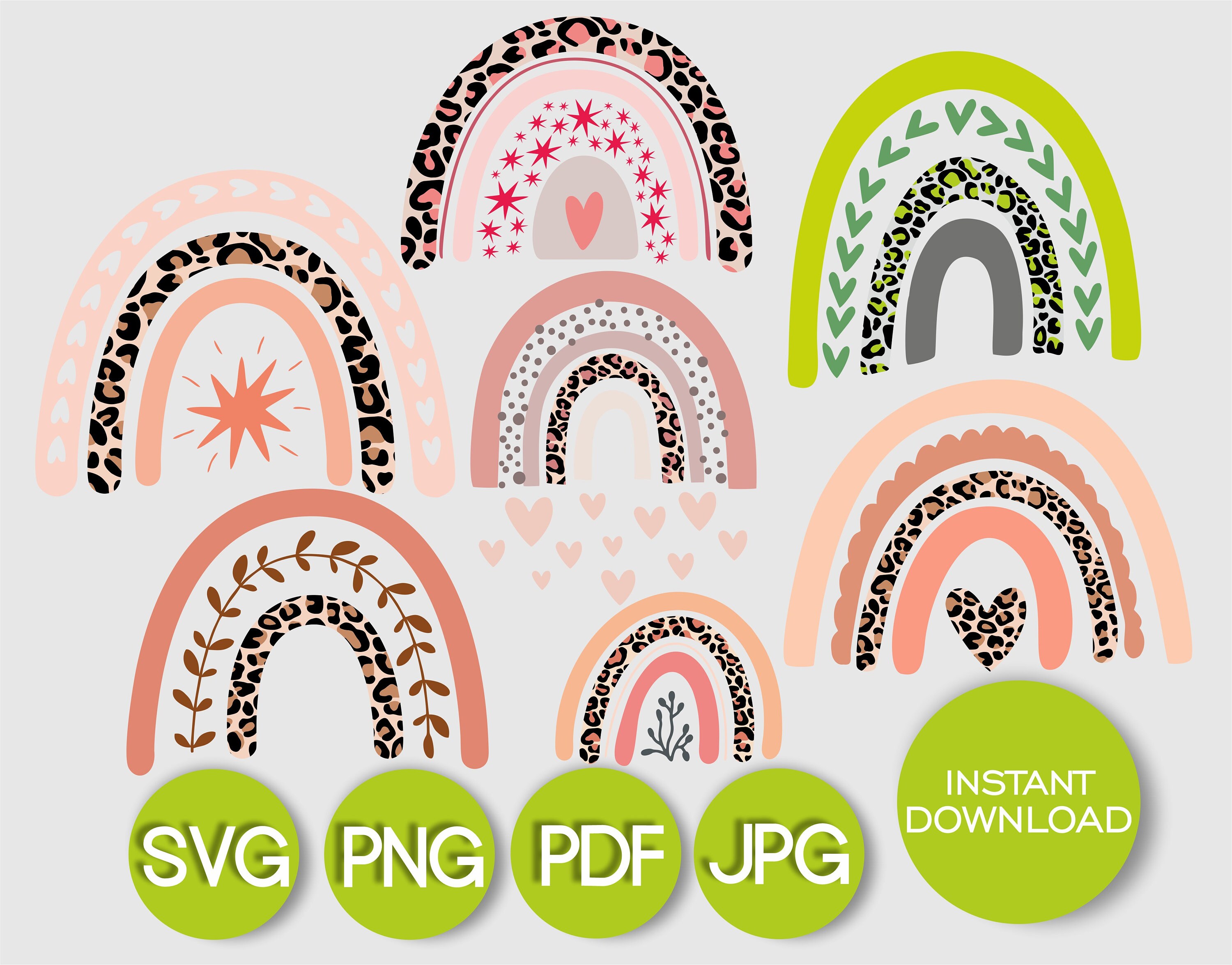 Download Leopard Rainbow SVG Boho Rainbows Bundle SVG Boho Leopard ...
