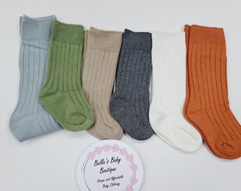 Chaussettes hautes unisexes tailles Royaume-Uni, chaussettes hautes bébé garçon, chaussettes hautes bébé fille, chaussettes bébé espagnoles, cadeau bébé, nouveau-né