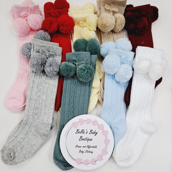 Pom Pom Knee High Socks, baby socks, children's socks, baby girl, baby boy, baby knee high socks, baby accessories, boys socks, baby gift