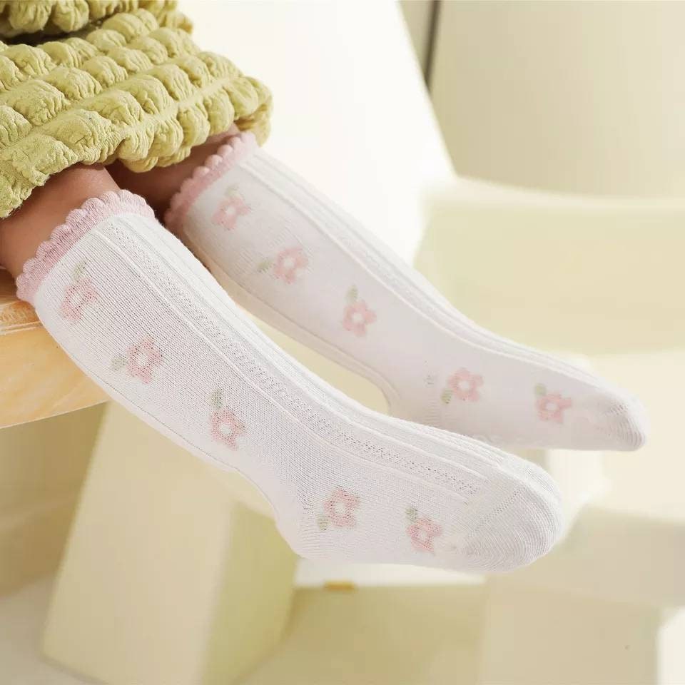 Floral Detail Knee Socks Baby Girl Knee High Socks Baby Etsy