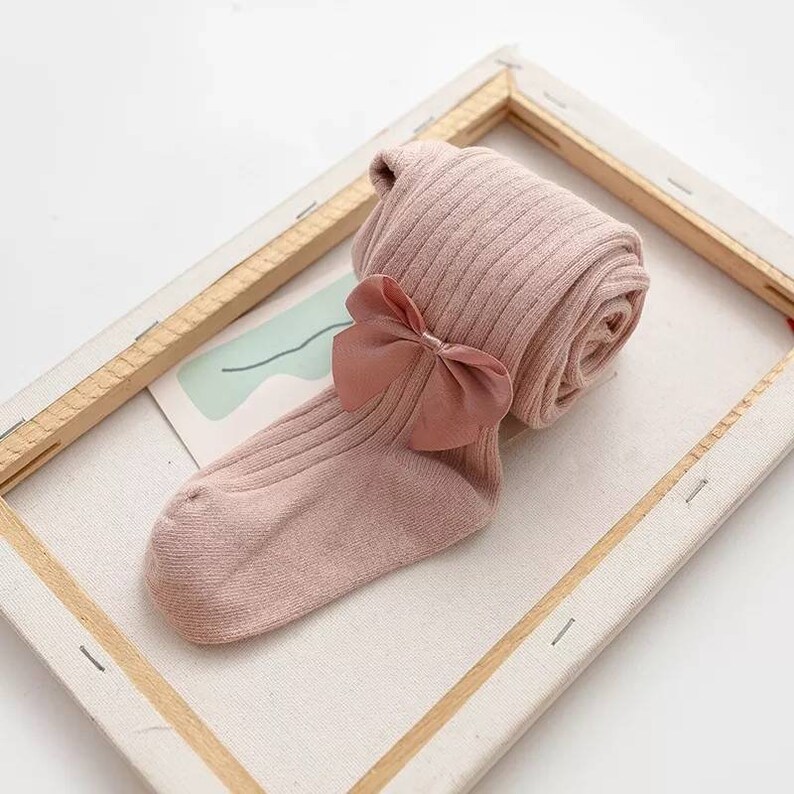 Ribbed Bow Detail Tights Baby Girl Tights Winter Tights Etsy