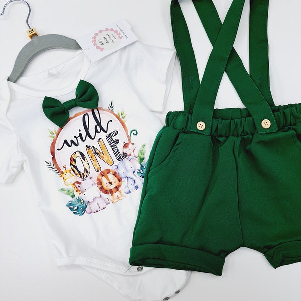 Wild One Outfit green, first birthday outfit, Cake smash outfit, boys birthday outfit, baby boy, baby boy first birthday, baby Photoshoot,