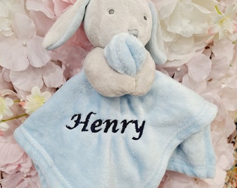 Personalised Baby Bunny Comforter, Embroidered personalisation, new baby gift, newborn teddy, baby comforter, baby shower gift, baby girl