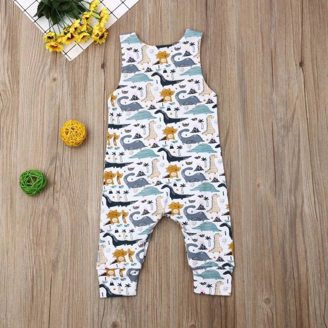 Dinosaur Romper Baby Boy Romper Dinosaur Theme Romper Long Etsy UK
