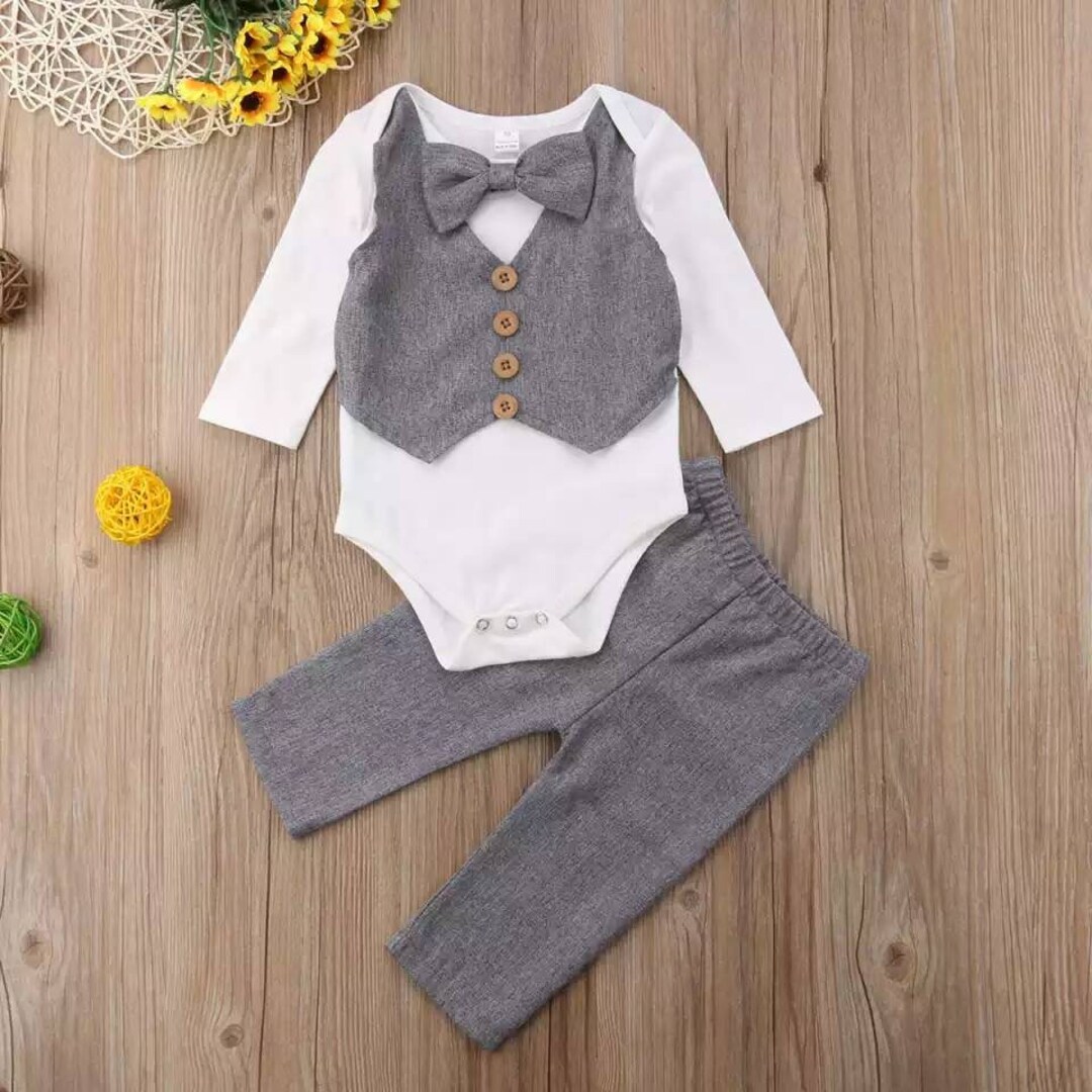 Boys Bow Tie Outfit Smart Baby Boy Outfit Baby Boy Formal Etsy