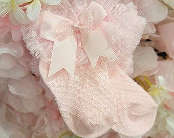 Baby tutu socks, baby ankle socks, baby pink socks, new baby, baby girl, new baby gift, baby shower gift,  new baby socks, pink, newborn
