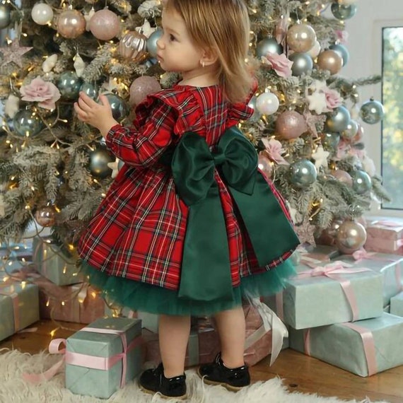 Robe tartan festive robe de Noël bébé fille robe de Noël - Etsy France