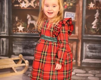 Festive Tartan Dress, baby girl Christmas dress, toddler Christmas dress, Christmas day outfit, Christmas party, tartan dress, baby tartan