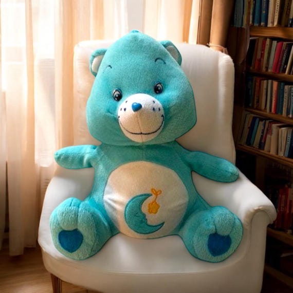 Pale Blue Care Bear Baby Soft Toy With Hanging Moon and Star Care Bear 15 Inches Etsy UK