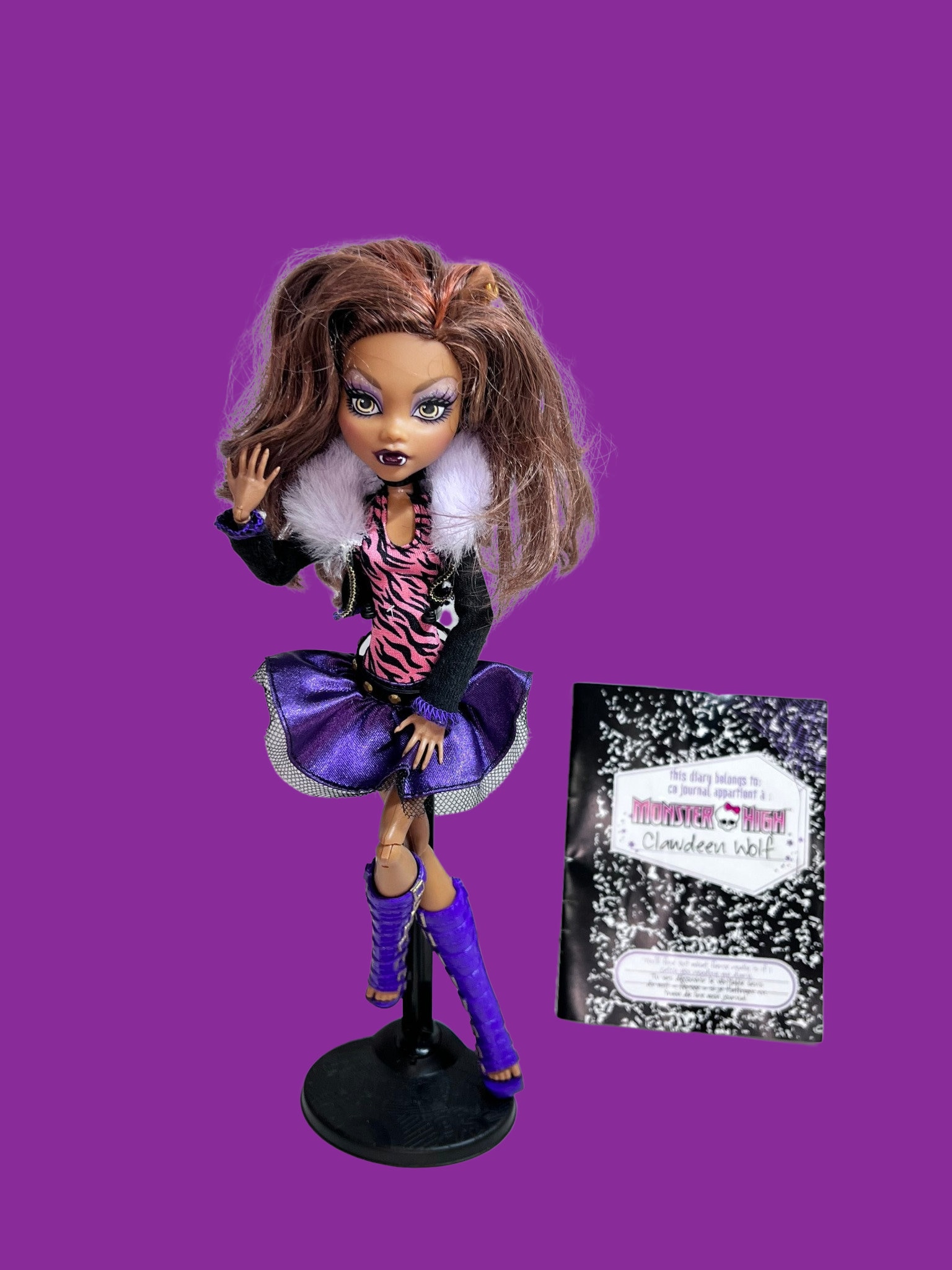 Lot of 2 Monster High Doll Cleo De Nile & Clawdeen Wolf with Pet