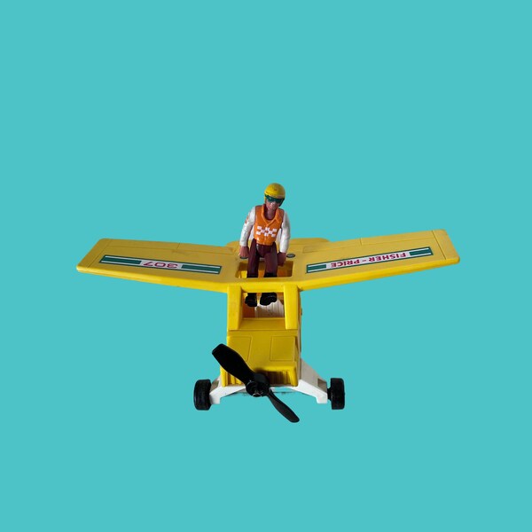 Fisher Price Toys toy Plane Ranger 307 Vintage yellow including figure