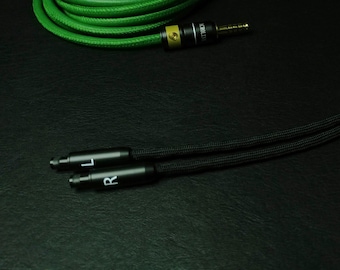 Sennheiser - HD800, HD800S, HD820 - Green Leather Custom Headphone Cable - Air Plus