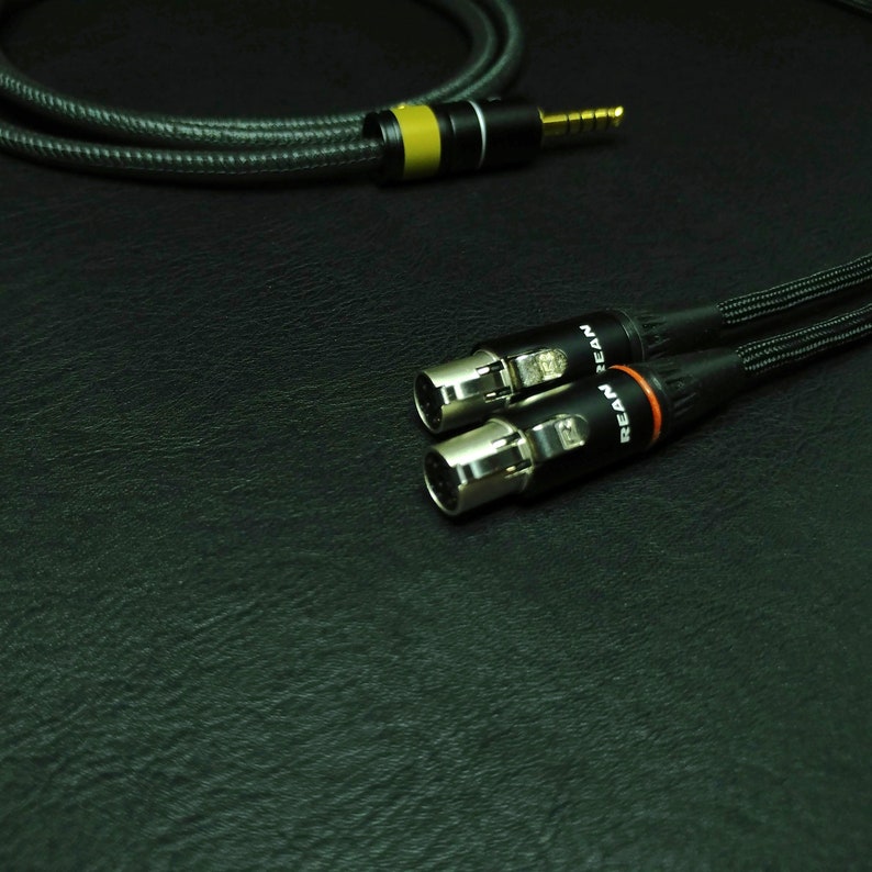 Audeze Dual 4 Pin Mini XLR Black Leather Custom Headphone Cable Air