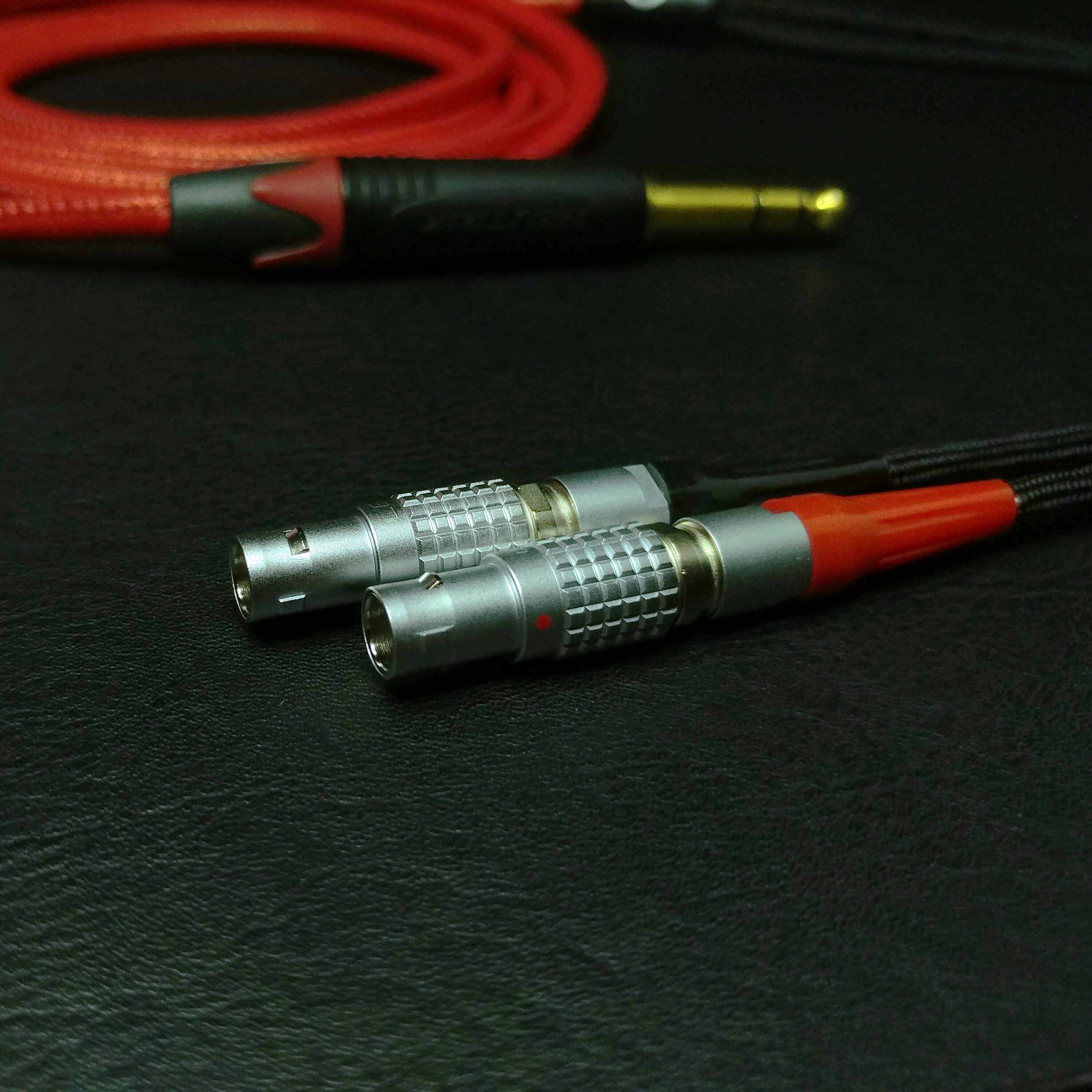 Focal Utopia - Dual Lemo - Red Leather Custom Headphone Cable - Air Plus