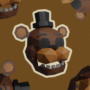 Modelo de máscara de Freddy Fnaf modelo de artesanato de papel, download instantâneo de PDF, 3D Low Poly, máscara de animal para impressão DIY